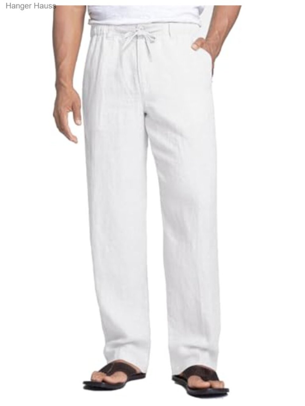 Men's Linen Pants Lightweight Casual Drawstring Beach Summer Pant